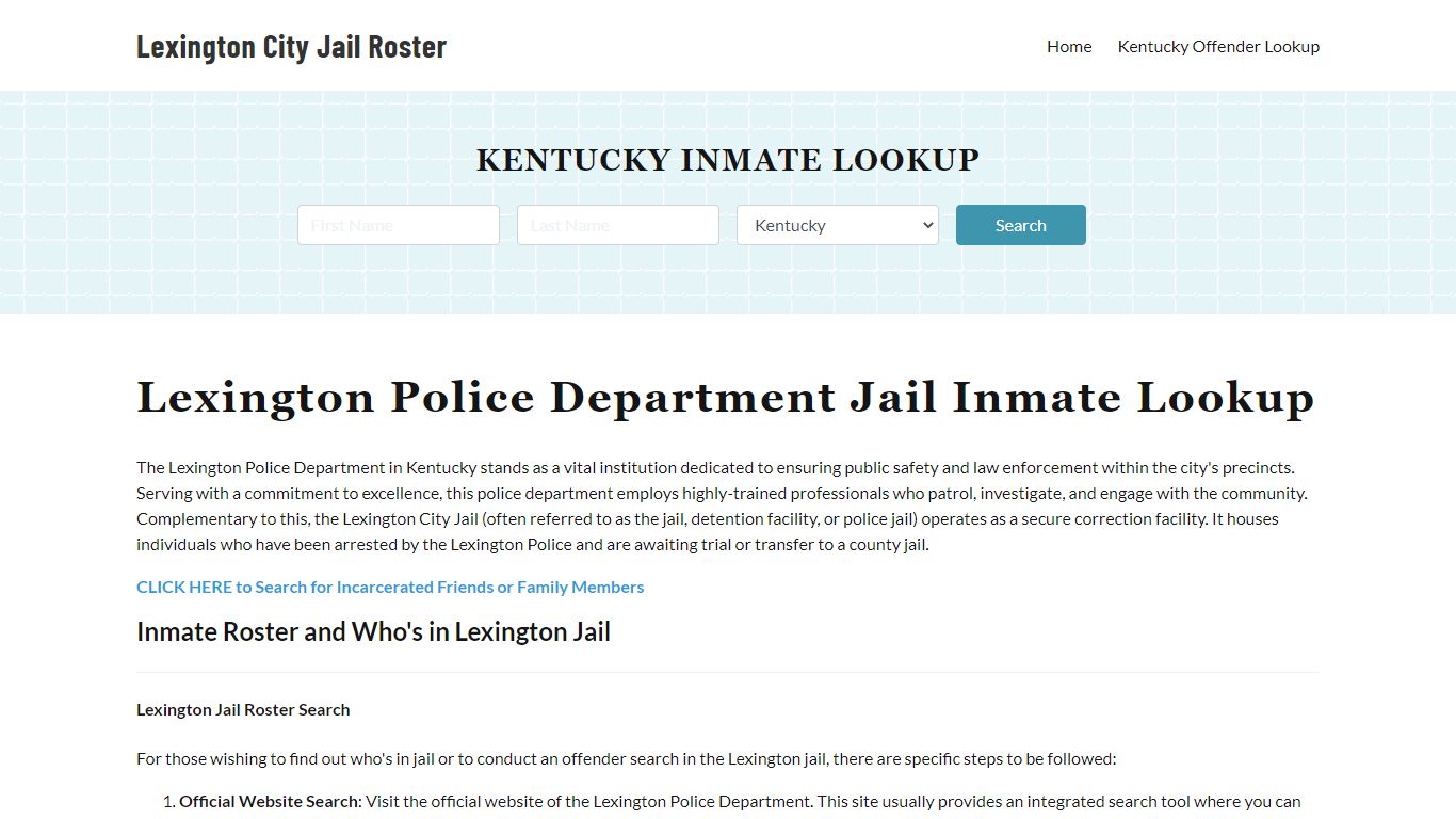 Lexington Police Department & City Jail, KY Inmate Roster, Arrests ...